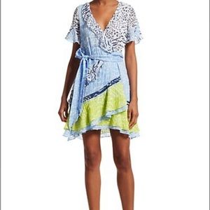 NWT Tanya Taylor Bianka Mixed Print Wrap Dress